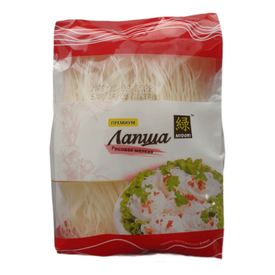 Изображение товара Рисовая лапша Midori мелкая 450 г - быстрое и полезное блюдо для кухни
