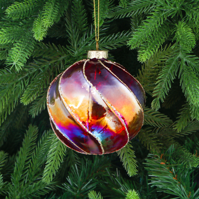 Изображение товара Стеклянный елочный шар с орнаментом 10 см Yancheng Shiny новогодний украшение