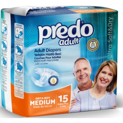 Изображение товара Подгузники для взрослых Predo Adult М 15 шт - комфорт и защита Изображение товара Подгузники для взрослых Predo Adult М 15 шт - комфорт и защита