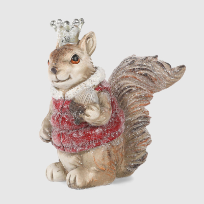 Изображение товара Фигура декоративная Delux Quanzhou Белка в короне с шишкой 15,5х9,5х16,5 см