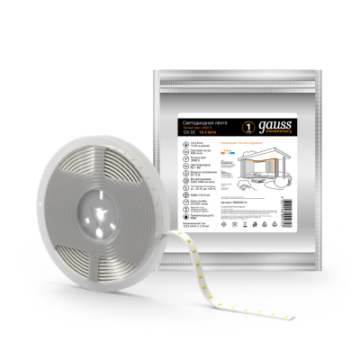 Изображение товара Gauss Elementary 5050 60-SMD 12V IP66 теплый белый лента 5м