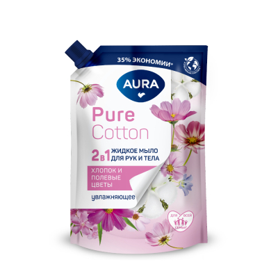 Изображение товара Жидкое мыло Aura 2в1 для рук и тела с ароматом цветов 450 мл Изображение товара Жидкое мыло Aura 2в1 для рук и тела с ароматом цветов 450 мл