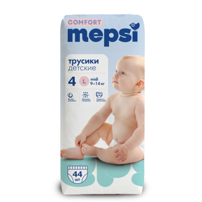 Изображение товара Подгузники-трусики Mepsi Comfort детские, L, 9-14 кг, 44 шт