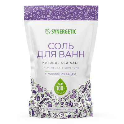 Изображение товара Соль для ванн Synergetic с маслом лаванды 1 кг Изображение товара Соль для ванн Synergetic с маслом лаванды 1 кг