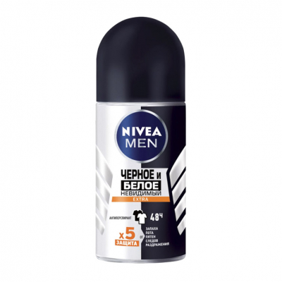 Изображение товара Дезодорант шариковый для мужчин Nivea Черное и белое Невидимый Extra 50 мл
