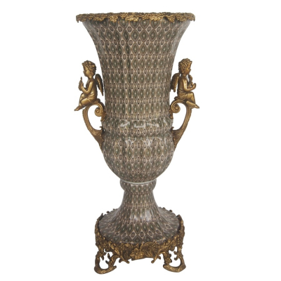 Изображение товара Ваза с ангелами Glasar 22x20x45см из фарфора и бронзы для интерьера