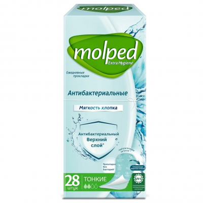 Изображение товара Ежедневные антибактериальные прокладки Molped 28 шт, тонкие и дышащие