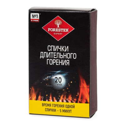 Изображение товара Спички длительного горения Forester 20 шт надежное разжигание огня Изображение товара Спички длительного горения Forester 20 шт надежное разжигание огня