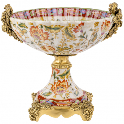 Изображение товара Чаша для фруктов Glasar из фарфора с бронзой 28х26х27 см ручная работа