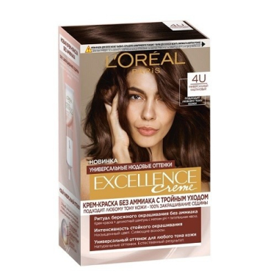 Изображение товара Краска для волос Loreal Excellence Nudes 4U Каштановый стойкий оттенок