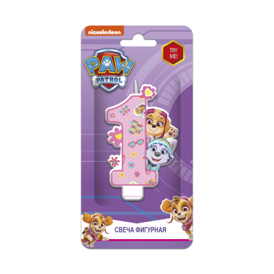 Изображение товара Свеча на торт Щенячий патруль Цифра 1 для дня рождения