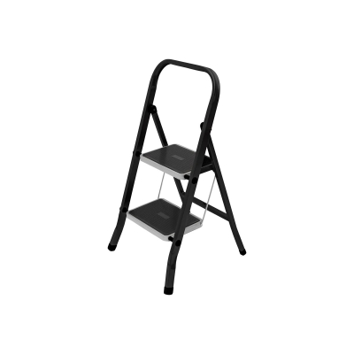 Изображение товара Стремянка стальная Zalger Jet Black 2 с широкими ступенями и ковриком