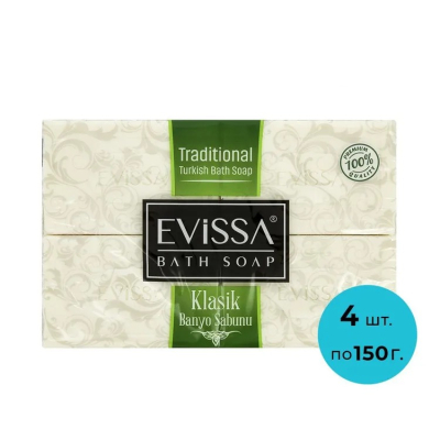 Изображение товара Мыло банное Evissa Оливка 4х150 г натуральное и мягкое для ухода за телом