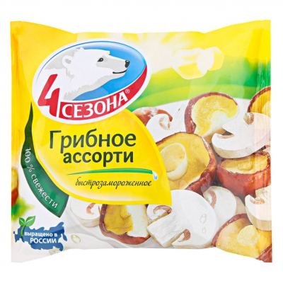 Изображение товара Смесь грибная 4 Сезона Грибное ассорти 400 г Изображение товара Смесь грибная 4 Сезона Грибное ассорти 400 г