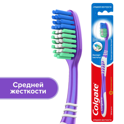 Изображение товара Зубная щетка Colgate Эксперт Чистоты средней жесткости с очистителем языка