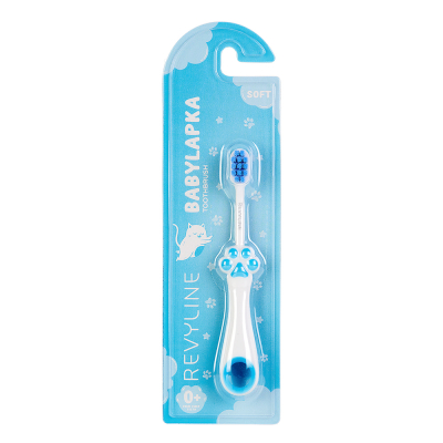 Изображение товара Детская зубная щетка Revyline babylapka 0+ голубая мягкая для малышей
