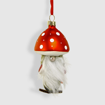 Изображение товара Елочная игрушка гном-грибник из стекла 10 см Kurt S Adler новогодний декор