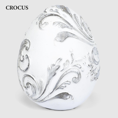 Изображение товара Серебристо-белое декоративное яйцо Crocus Винтаж 10×14 см