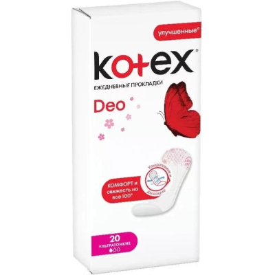 Изображение товара Ультратонкие ежедневные прокладки Kotex Дэо 20 шт ароматизированные Изображение товара Ультратонкие ежедневные прокладки Kotex Дэо 20 шт ароматизированные