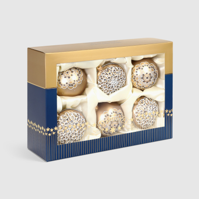 Изображение товара Набор елочных игрушек Marusya кремовый шедевр 6 шт стекло