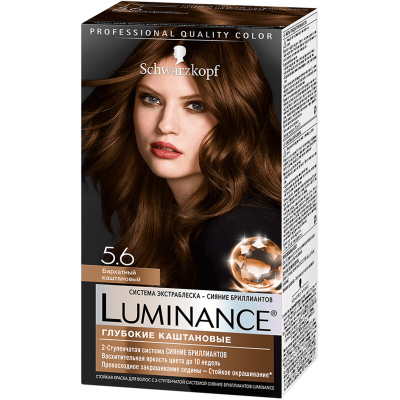 Изображение товара Краска для волос Schwarzkopf Luminance Color 5.6 Бархатный каштан Изображение товара Краска для волос Schwarzkopf Luminance Color 5.6 Бархатный каштан