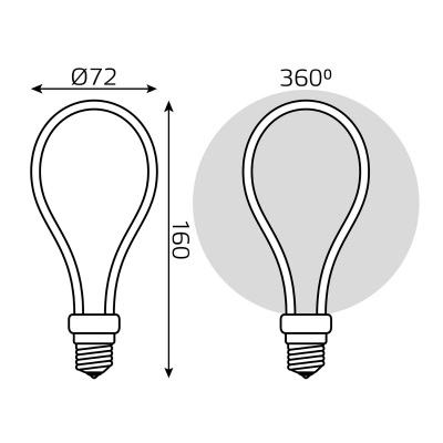 Лампа Gauss LED Filament Bulbless A72 Milky E27 4W 330 Лм 2700K 72x160мм, фотография 3