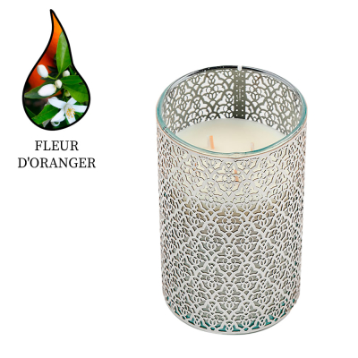 Изображение товара Аромасвеча Nour Bougie Arabesque Fleur d'orange серебро 20 см, 330 часов горения