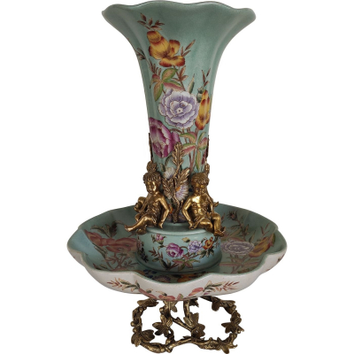 Изображение товара Стильная ваза Glasar 31x31x46 см из фарфора и бронзы для интерьера