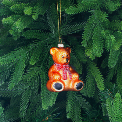 Изображение товара Ёлочная стеклянная игрушка медведь Yancheng Shiny 6х6х9,2 см