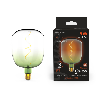 Изображение товара Лампа Gauss Filament Flexible V140 5W 1800К E27 green-clear