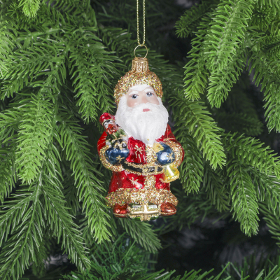 Изображение товара Ёлочная игрушка Санта с щелкунчиком Snow and Stars ручная работа стекло Польша