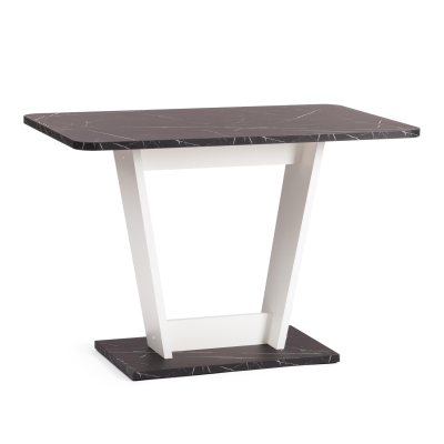 Изображение товара Обеденный стол ТС черный мрамор с белыми ножками 110х68.6х75 см, стальный каркас
