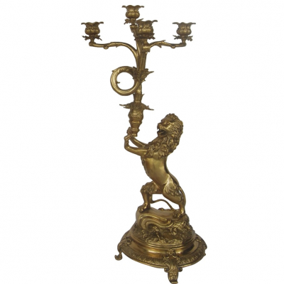 Изображение товара Канделябр Glasar лев из бронзы 36x28x74 см для интерьера и декора