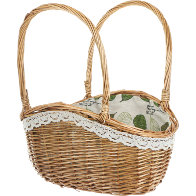 Изображение товара Сервировочная корзина для хлеба XINZLP 35x19 см из ивы и ткани с ажурной конструкцией