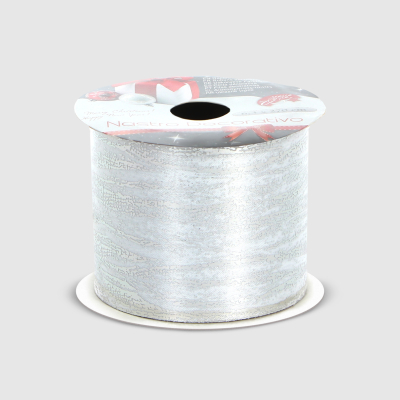 Изображение товара Декоративная подарочная лента Due Esse Christmas argento серебристо-белая 270 см