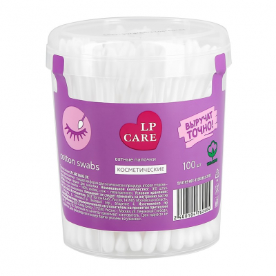 Изображение товара Косметические ватные палочки LP Care 100 шт для гигиены и ухода