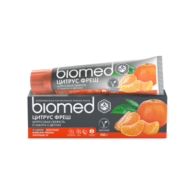 Изображение товара Антибактериальная зубная паста BIOMED VITAFRESH Цитрус 100 г для свежести и укрепления эмали Изображение товара Антибактериальная зубная паста BIOMED VITAFRESH Цитрус 100 г для свежести и укрепления эмали