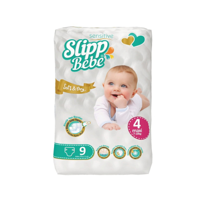 Изображение товара Подгузники Slipp Bebe № 4 7-18 кг 9 шт гипоаллергенные комфортные Изображение товара Подгузники Slipp Bebe № 4 7-18 кг 9 шт гипоаллергенные комфортные