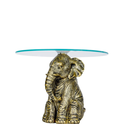 Изображение товара Подставка Glasar Слон 30x30x23 см — золотисто-прозрачная декоративная