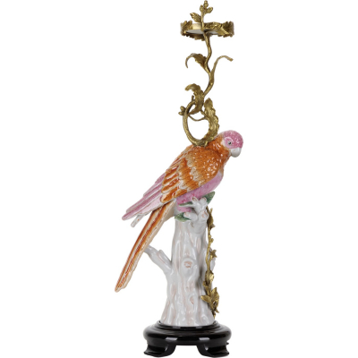 Изображение товара Подсвечник попугай Glasar F946AC из фарфора и бронзы ручной работы 55 см