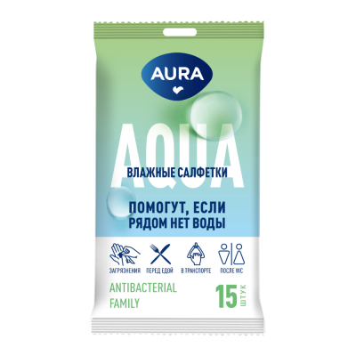 Изображение товара Влажные салфетки для детей Aura Ромашка 15 шт