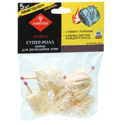 Изображение товара Супер-роллы FORESTER MOBILE набор для разведения огня 5 шт