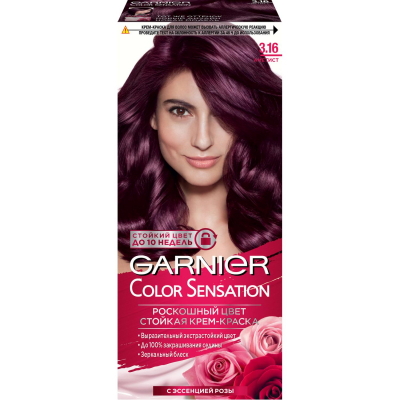 Изображение товара Краска для волос Garnier Color Sensation Роскошь цвета 3.16 Глубокий аметист Изображение товара Краска для волос Garnier Color Sensation Роскошь цвета 3.16 Глубокий аметист