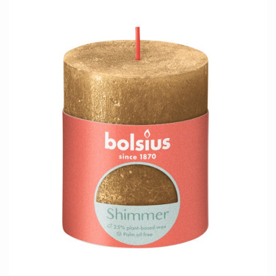 Изображение товара Декоративная золотая свеча Bolsius Rustic Metallic Shimmer 8х6,8 см