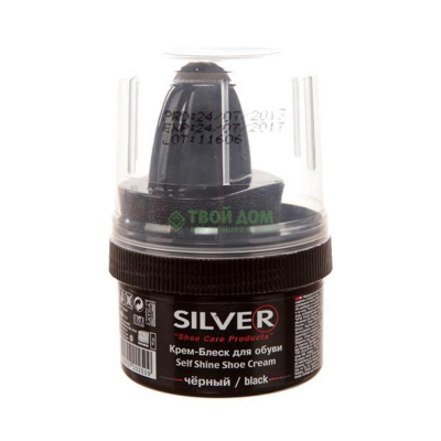 Изображение товара Крем для обуви Silver 60 мл черный для ухода и защиты обуви Изображение товара Крем для обуви Silver 60 мл черный для ухода и защиты обуви