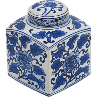 Изображение товара Элегантная ваза Glasar с крышкой, 13x13x20 см, синий цвет