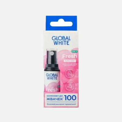 Изображение товара Спрей для полости рта Global White Fresh Bubble mint 15 мл для свежести дыхания Изображение товара Спрей для полости рта Global White Fresh Bubble mint 15 мл для свежести дыхания