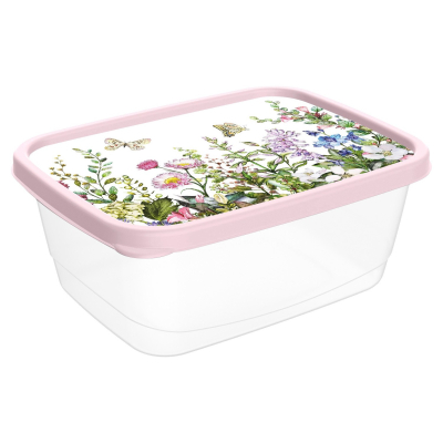 Изображение товара Контейнер для продуктов Homver 1,5 л с декором Цветущий луг, многофункциональный Изображение товара Контейнер для продуктов Homver 1,5 л с декором Цветущий луг, многофункциональный