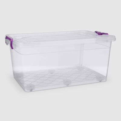 Изображение товара Ящик для хранения Asude Plastik 40 л на колёсах прозрачный 60х39,5х27 см