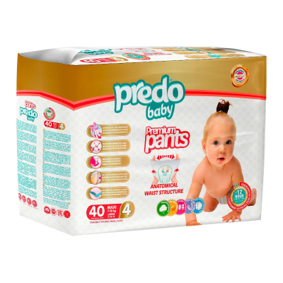 Изображение товара Подгузники-трусики Predo Baby №4 7-18 кг 40 шт, серия Premium Pants Изображение товара Подгузники-трусики Predo Baby №4 7-18 кг 40 шт, серия Premium Pants